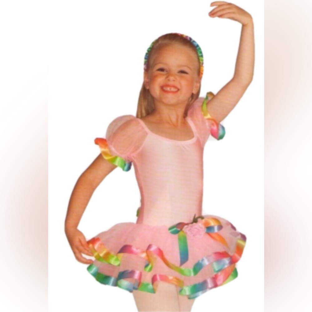 Leo’s Dancewear Over the Rainbow Ballet Tutu Ribbon Trimmed Dress Dance Costime